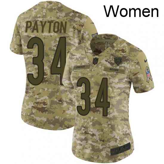 Womens Nike Chicago Bears 34 Walter Payton Limited Camo 2018 Salute to Service NFL Jersey